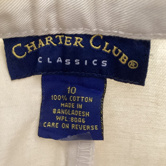 Charter Club Vintage Khaki/Cream Shorts High Waisted Pleated Size 10 - Picture 7 of 8